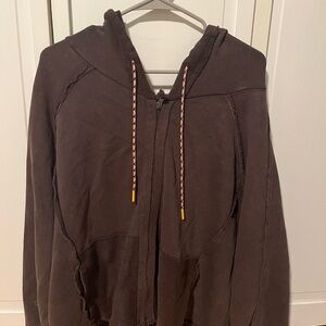 NATURAL LIFE Women’s Brown Zip Up Hoodie, S/M